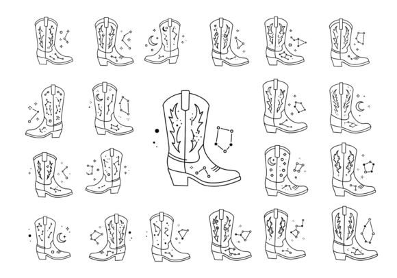 Cowboy Boot Constellation Line Art Icons Review for Real Projects