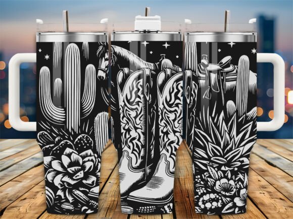 Cowboy Boots Cactus 40oz Tumbler Design Review