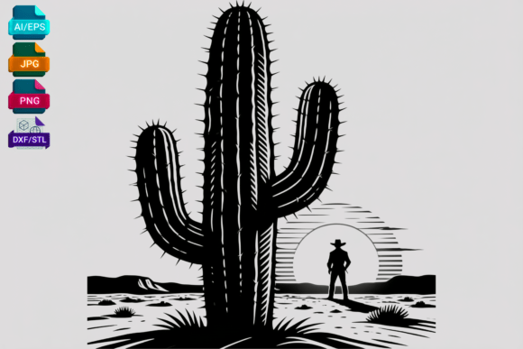 Cowboy Cactus Desert Sunset Silhouette Review