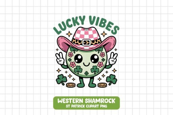 Lucky Vibes SVG Cute Shamrock Cowgirl