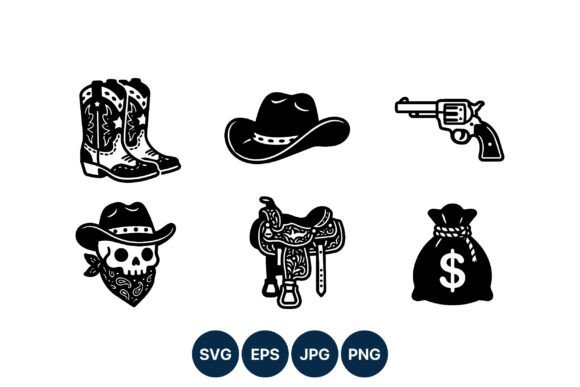Western Cowboy Boots and Hat Vector: A Bold Embroidery Design for Real Projects