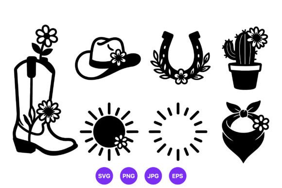 Western Cowboy Icons Black and White Review for Real Projects