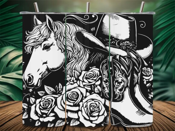 Western Horse Boots Rose Tumbler Wrap Design Review