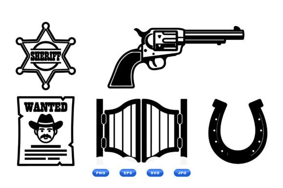 Western Saloon Icon Vector Set: A Vintage-Inspired Embroidery Asset