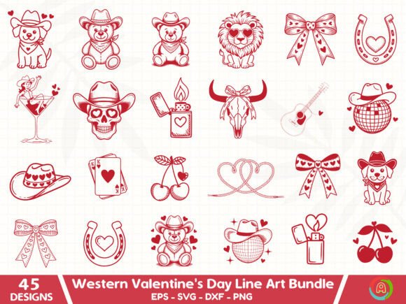 Western Valentine’s Day Line Art Bundle Review